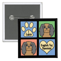 I Love English Toy Spaniels Buttons