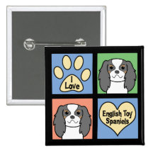 I Love English Toy Spaniels Pin