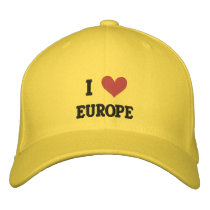 'I LOVE EUROPE' -- EMBROIDERED! EMBROIDERED BASEBALL CAP