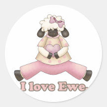 i love ewe valentine sheep round stickers