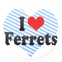 I Love Ferrets Round Stickers
