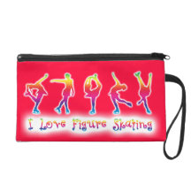 I Love Figure Skating - Rainbow & Pink Wristlet