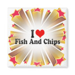 I Love Fish And Chips Refrigerator Magnet