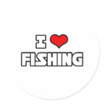 I Love Fishing Round Stickers
