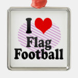 I love Flag Football Christmas Ornament