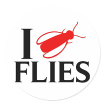 I Love Flies Round Sticker