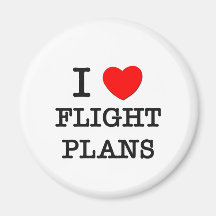 I Love Flight Plans Fridge Magnets