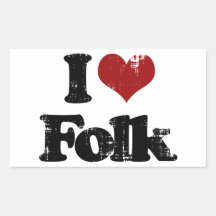 i love folk rectangle stickers