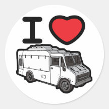 I Love Food Trucks! Round Sticker