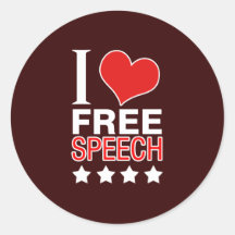 I love free speech round sticker