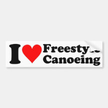 I Love Freestyle Canoeing Sticker Bumper Stickers