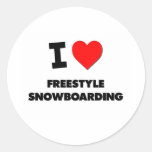 I Love Freestyle Snowboarding Round Sticker