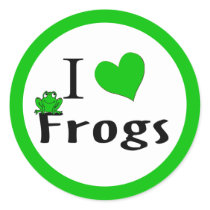 I Love Frogs Round Stickers