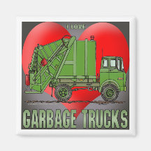I Love Garbage Truck Greens Magnet