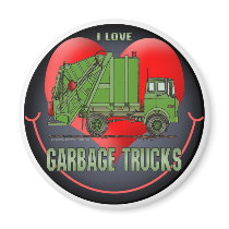 I Love Garbage Trucks Green Round Magnet
