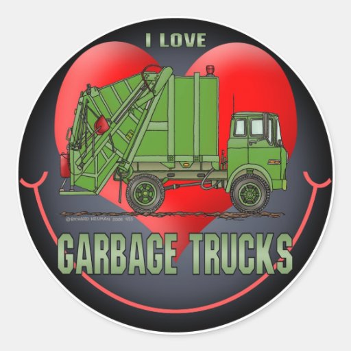 I Love Garbage Trucks Kids Sticker
