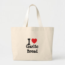 I love Garlic Bread heart T-Shirt Bags