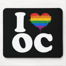I LOVE GAY ORANGE COUNTY - WHITE -.png Mouse Pads