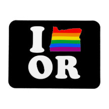 I LOVE GAY OREGON -- WHITE -.png Rectangle Magnet