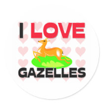 I Love Gazelles Round Stickers