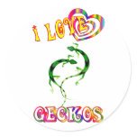 I LOVE GECKOS ROUND STICKERS