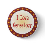 I Love Genealogy Pinback Buttons