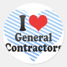 I Love General Contractors Round Stickers