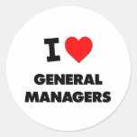 I Love General Managers Round Sticker