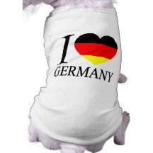 I Love Germany German Flag Heart Doggie T Shirt