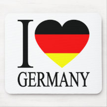 I Love Germany German Flag Heart Mousepad