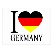 I Love Germany German Flag Heart Post Card