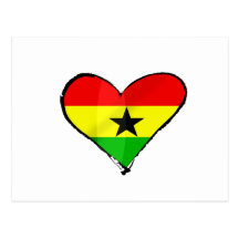 I love Ghana Ghanaian flag heart gifts Postcards