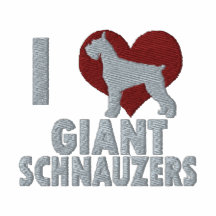 I Love Giant Schnauzers Embroidered Zip Hoodie