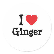 I love Ginger heart T-Shirt Round Sticker