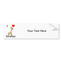I Love Giraffes (2) Bumper Sticker