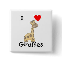 I Love Giraffes (2) Pinback Buttons