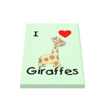 I Love Giraffes (2) Stretched Canvas Print