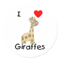 I Love Giraffes (2) Round Sticker