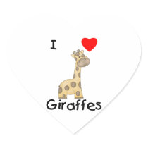 I Love Giraffes (2) Heart Stickers