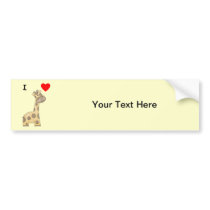 I Love Giraffes (3) Bumper Stickers