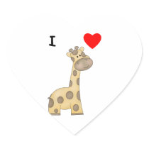 I Love Giraffes (3) Heart Stickers