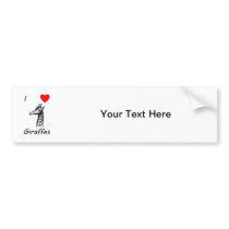 I Love Giraffes Bumper Sticker