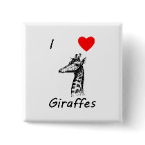 I Love Giraffes Buttons