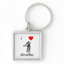 I Love Giraffes Key Chain