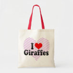 I Love Giraffes Tote Bags
