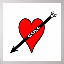I Love Golf Heart Poster