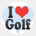 I Love Golf Round Sticker