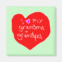 I Love Grandma and Grandpa Refrigerator Magnet