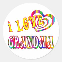 I Love Grandma Round Stickers