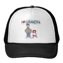 I Love Grandpa Red Haired Girl Trucker Hat